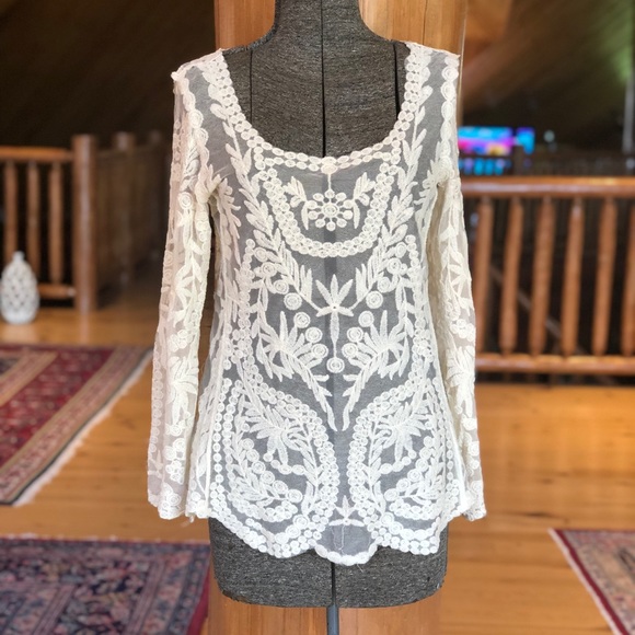 Tops - Lace shirt with bell sleeve NWOT